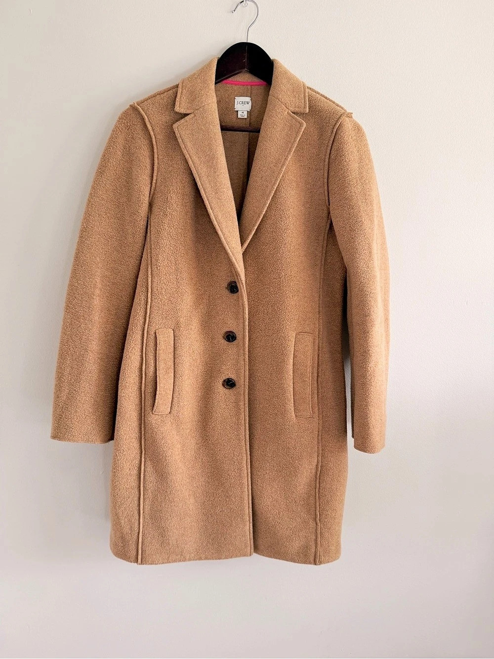 J.CREW Boiled Wool Blend Top Coat Brown Size 4
